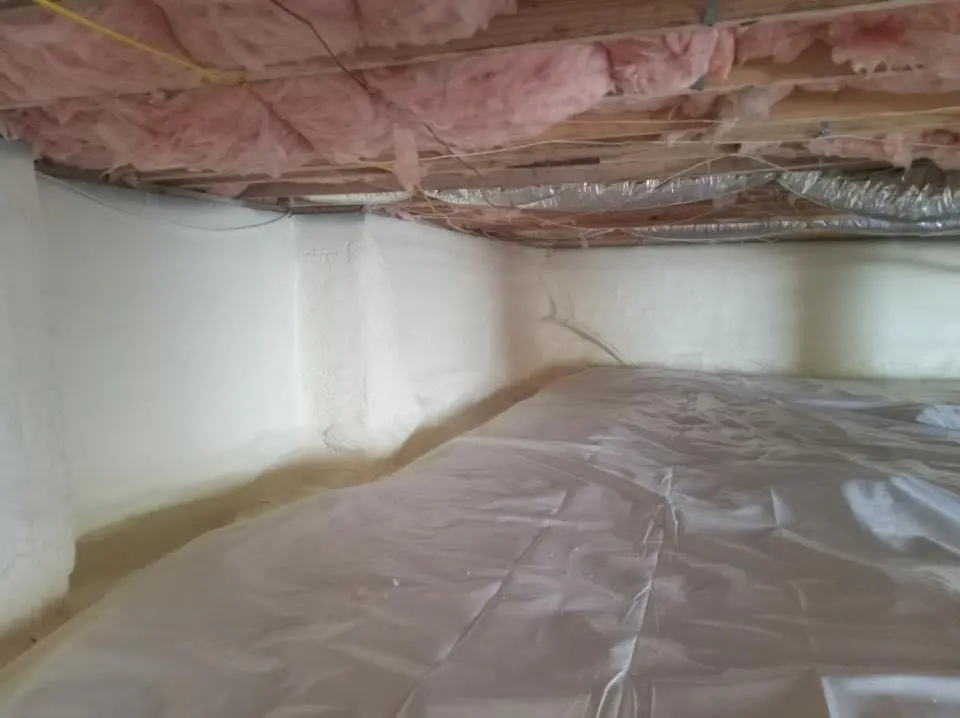 Crawl space encapsulation with closed-cell spray foam for Flat Roof Repair in Sterling